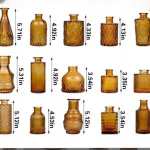 Bud Vase Set of 15 in Bulk Amber Glass NEW
